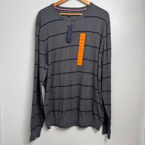 Tommy Hilfiger Men's Dark Grey Striped Crewneck Sweater XXL NEW